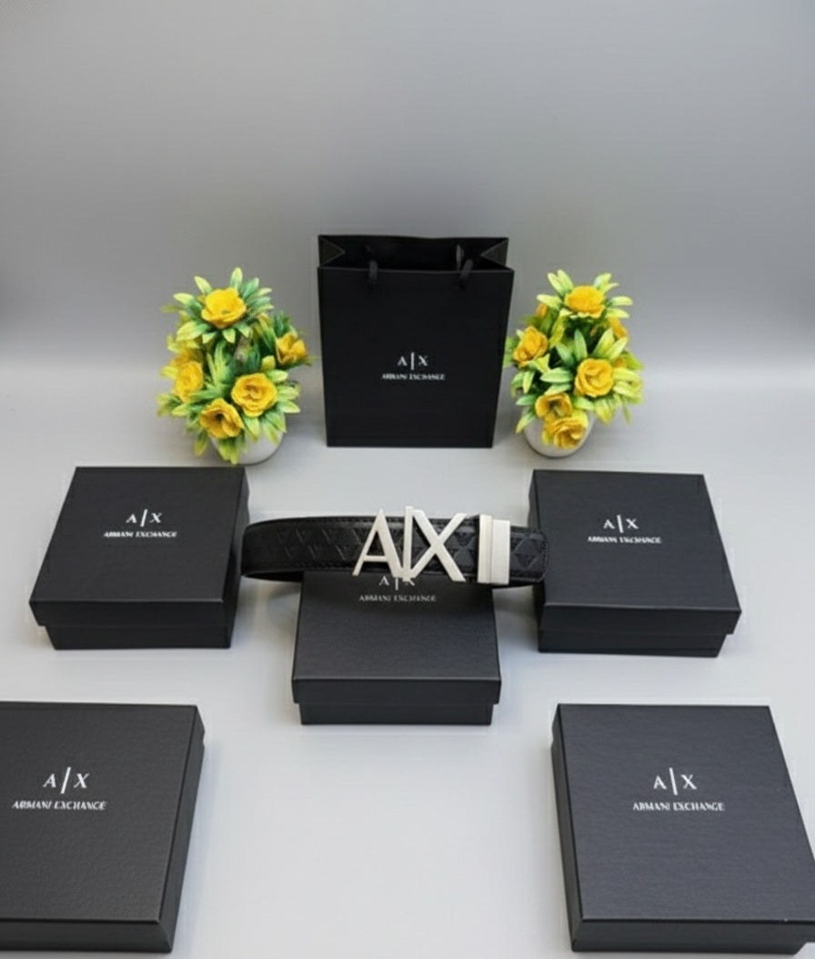 Armani Exchange Silver Belt - Premium Designer Accessory
