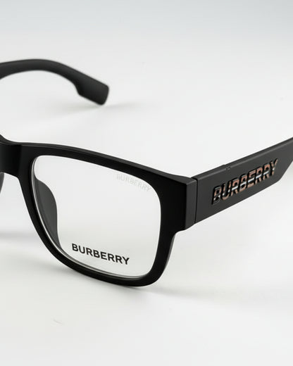 Black Burberry eyeglasses on a white background