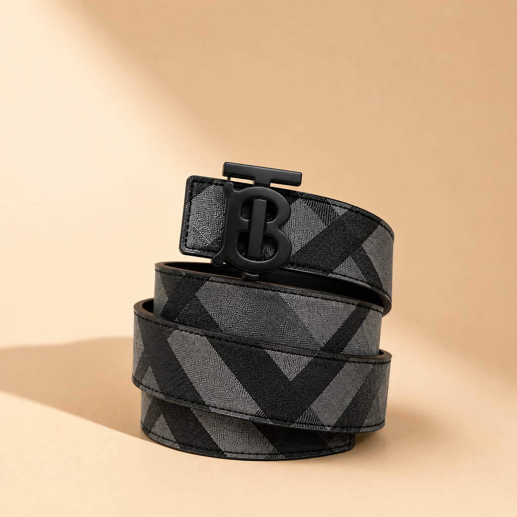 TB Monogram Check Leather Belt