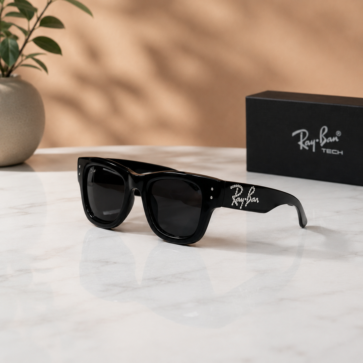 Ray-Ban x AWGE Crystal Wayfarer Sunglasses – Glossy Black with Diamond Script