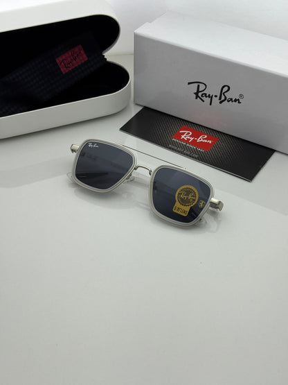 Luxury White Metal Frame Sunglasses | UV Protection | Premium Box Included