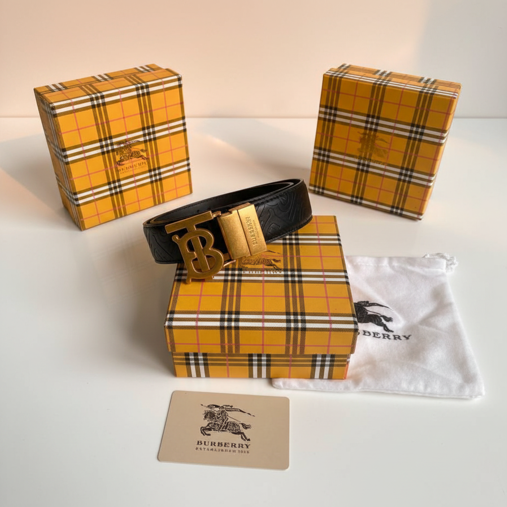 Burberry Belt with Yellow Check Boxes