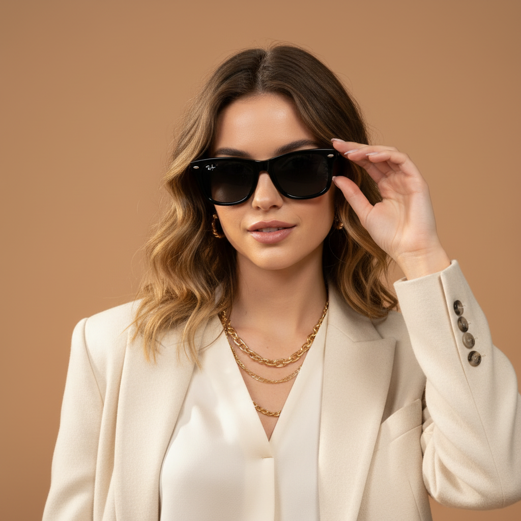 Ray-Ban x AWGE Crystal Wayfarer Sunglasses – Glossy Black with Diamond Script