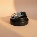 Diesel Black Leather Belt – Silver Oval Logo Buckle