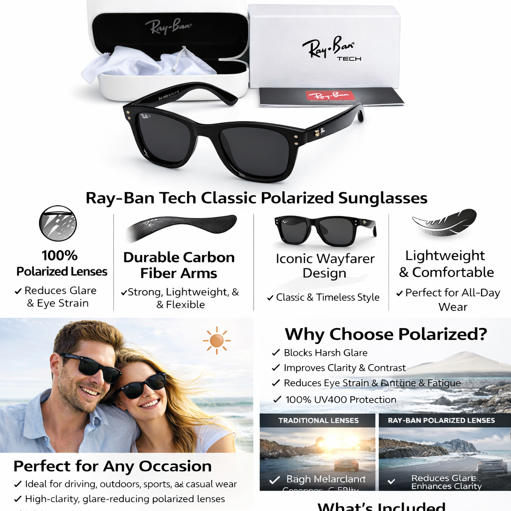 Rayban Inspired Luxury Black Sunglasses