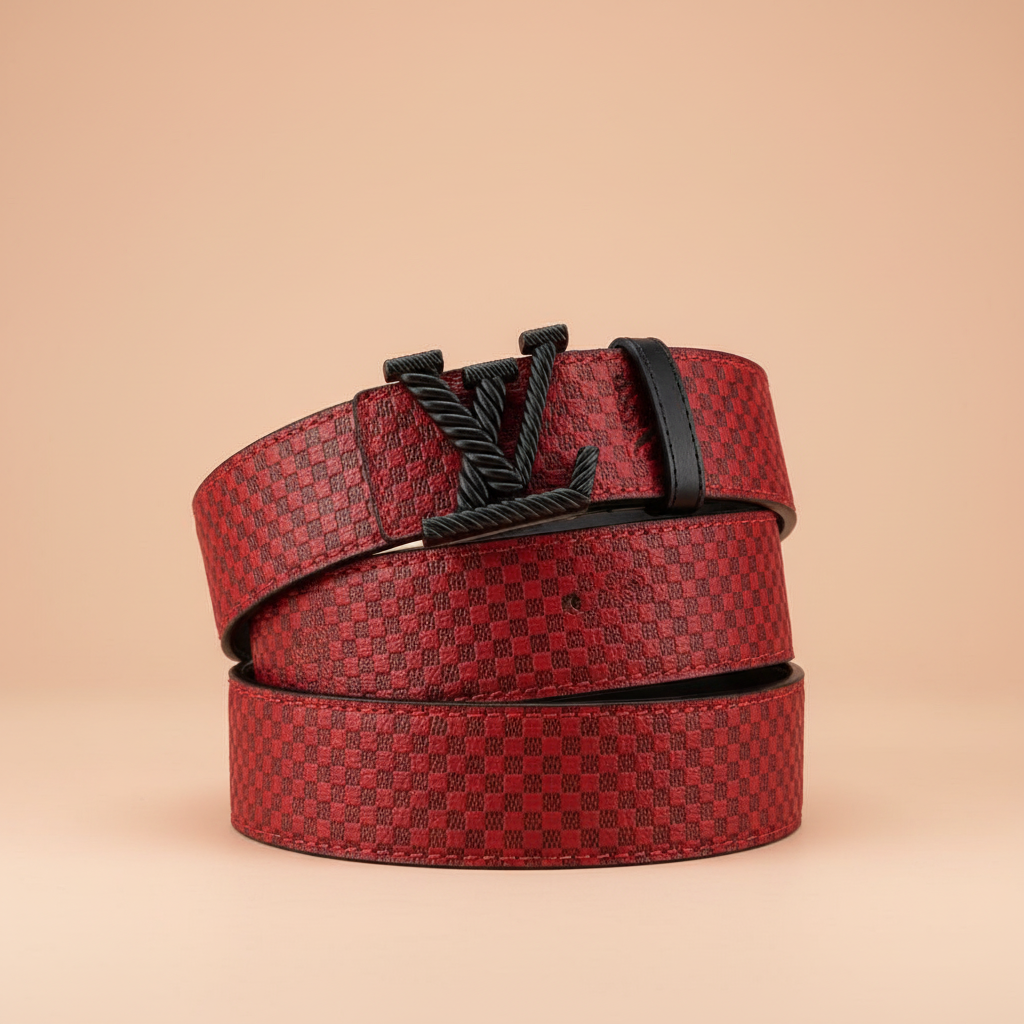 Folded red belt pose