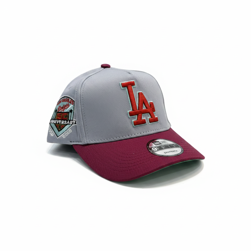 LA Dodgers Anniversary Gray & Maroon Snapback Cap – New Era 9Fifty