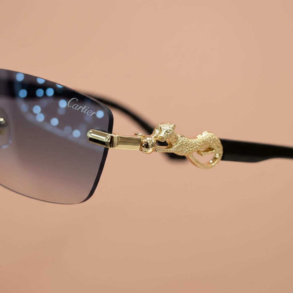 Cartier Panthère gold panther hardware close-up - peach background