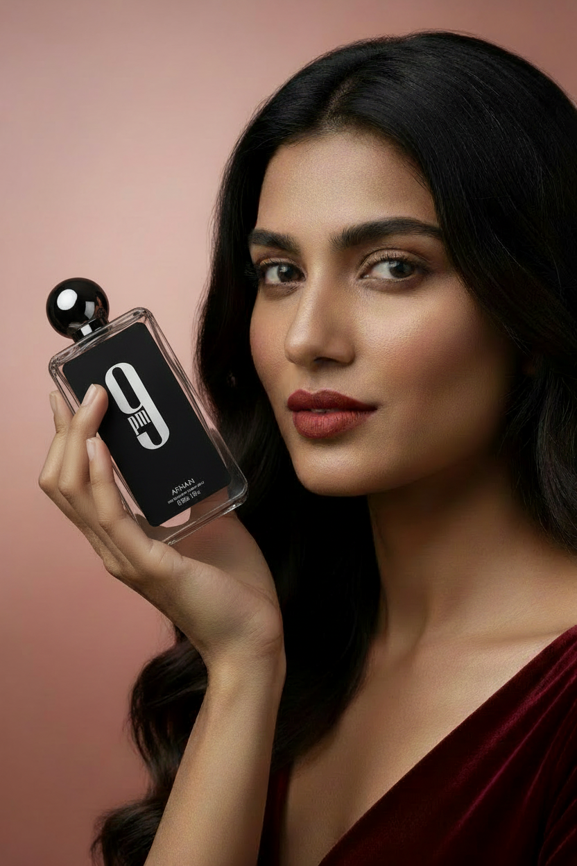 Premium Evening Inspired - Female Model Holding Luxury Fragrance