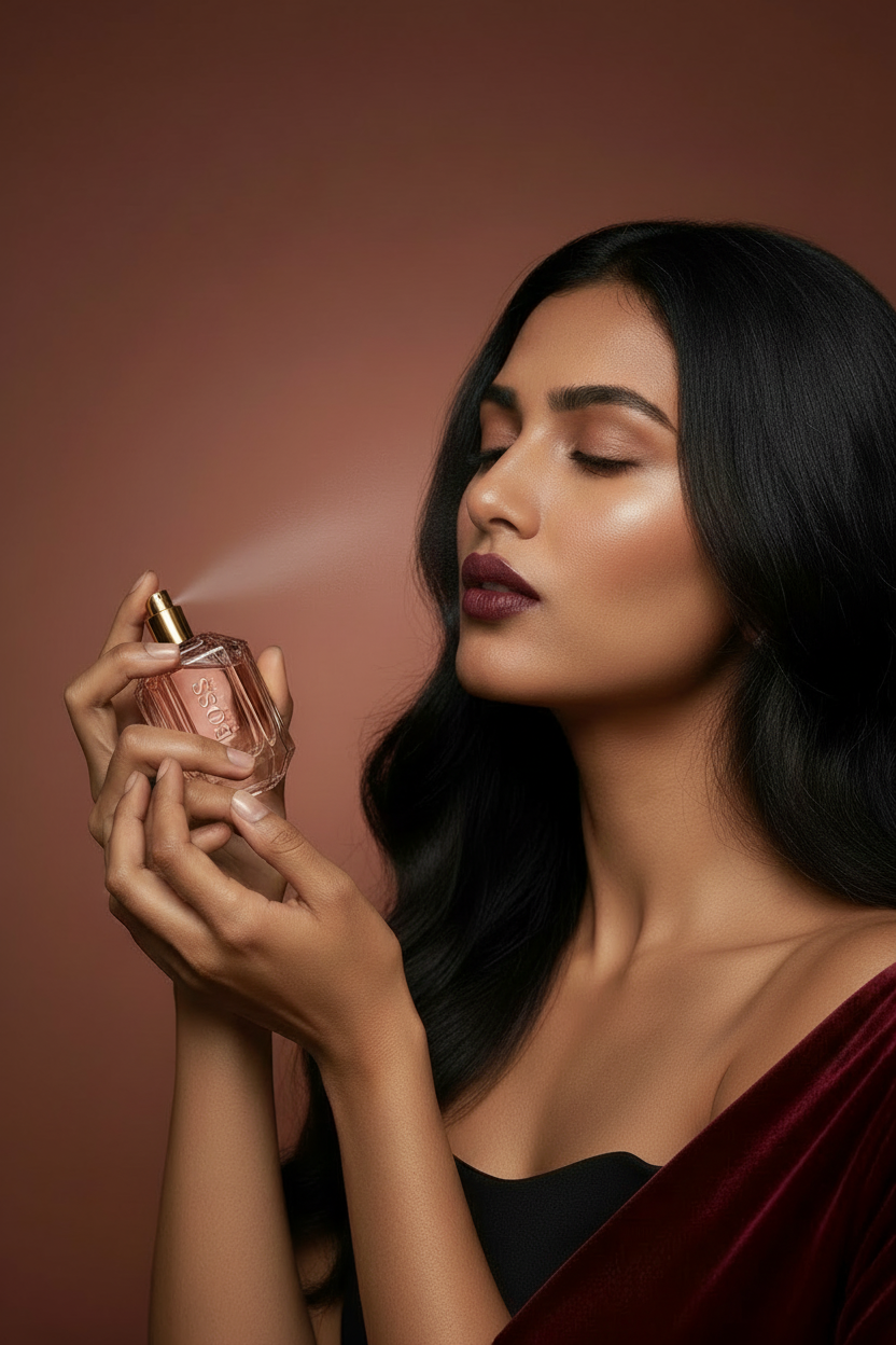 Premium Scent Inspired for Her - Model Spraying Perfume on Wrist