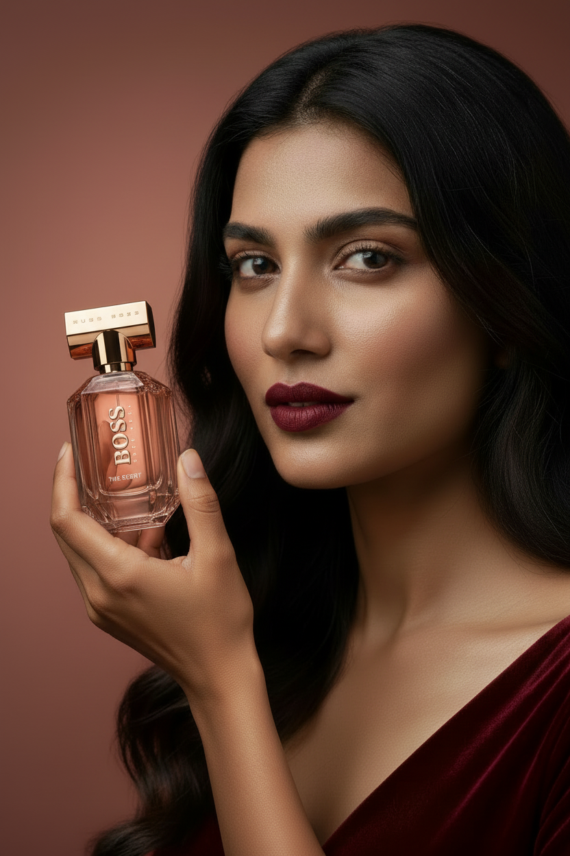Premium Scent Inspired for Her - Female Model Holding Luxury Fragrance