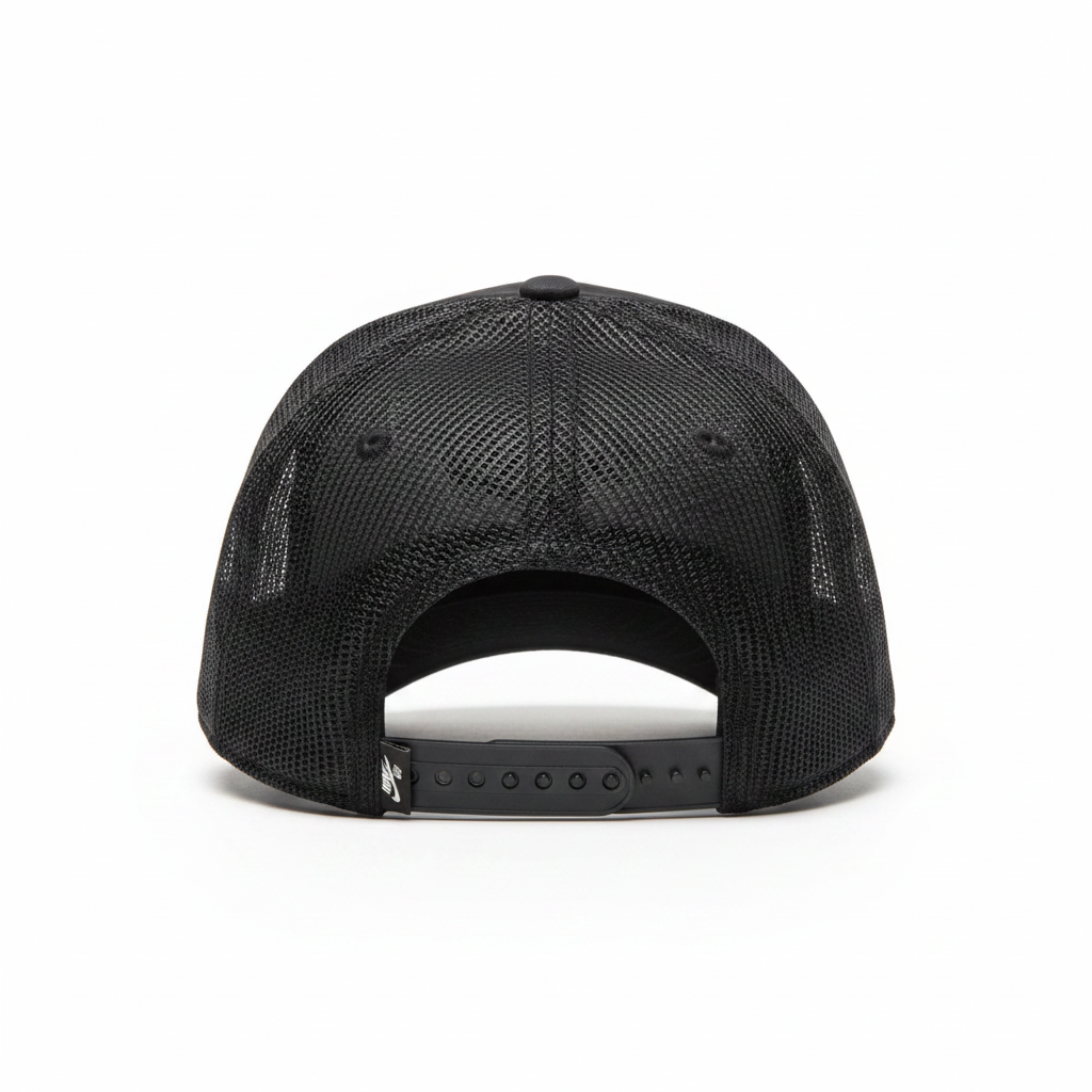 Nike SB Black Cap — white background studio back angle showing mesh