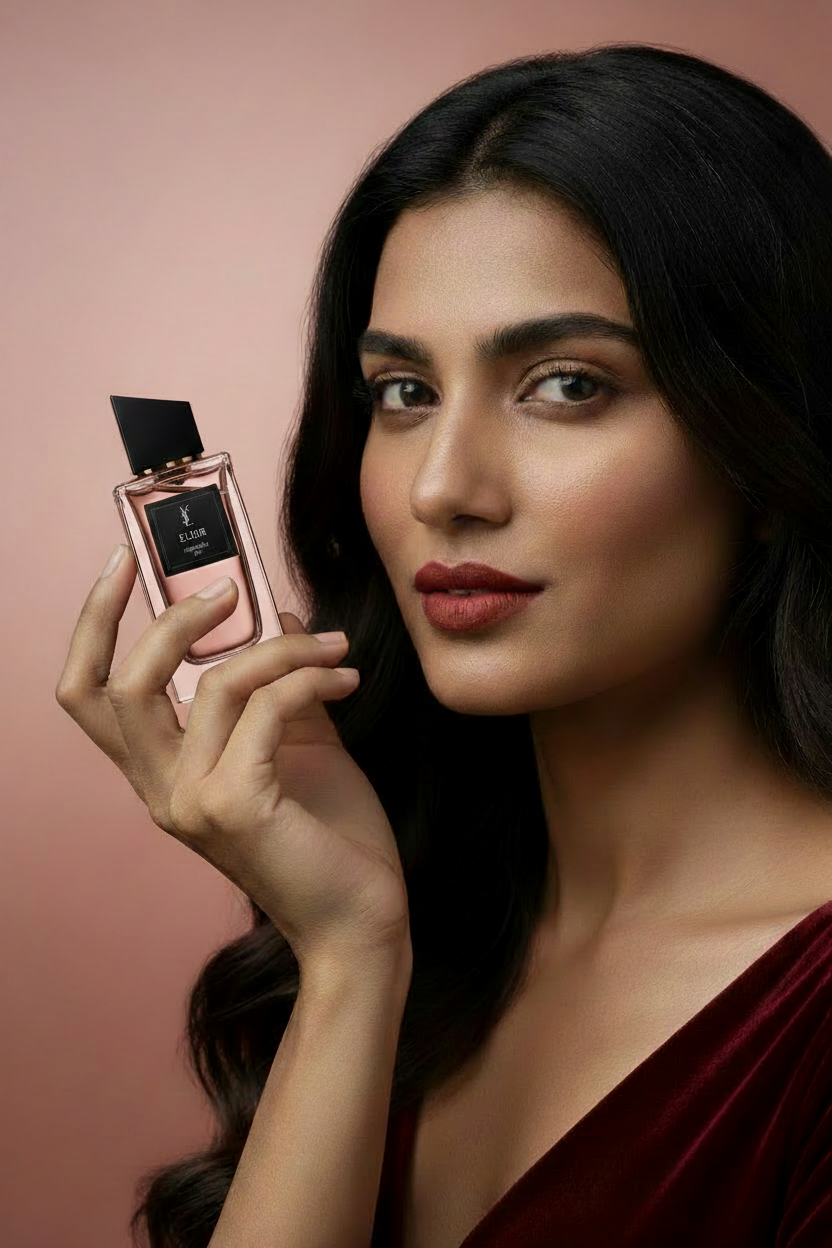 Wild Inspired - Female Model Holding Luxury Fragrance