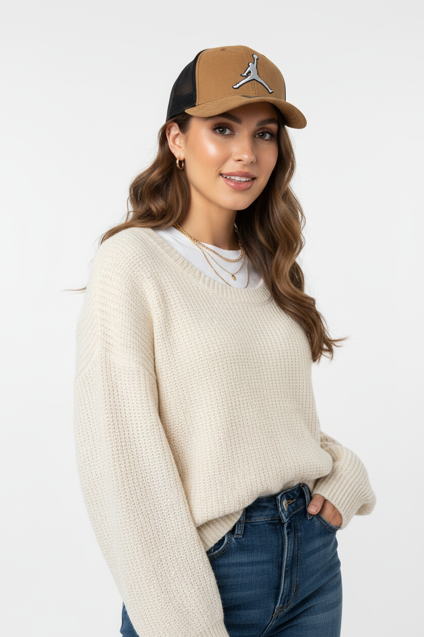 Jordan Jumpman Tailwind Trucker Cap - female model half body