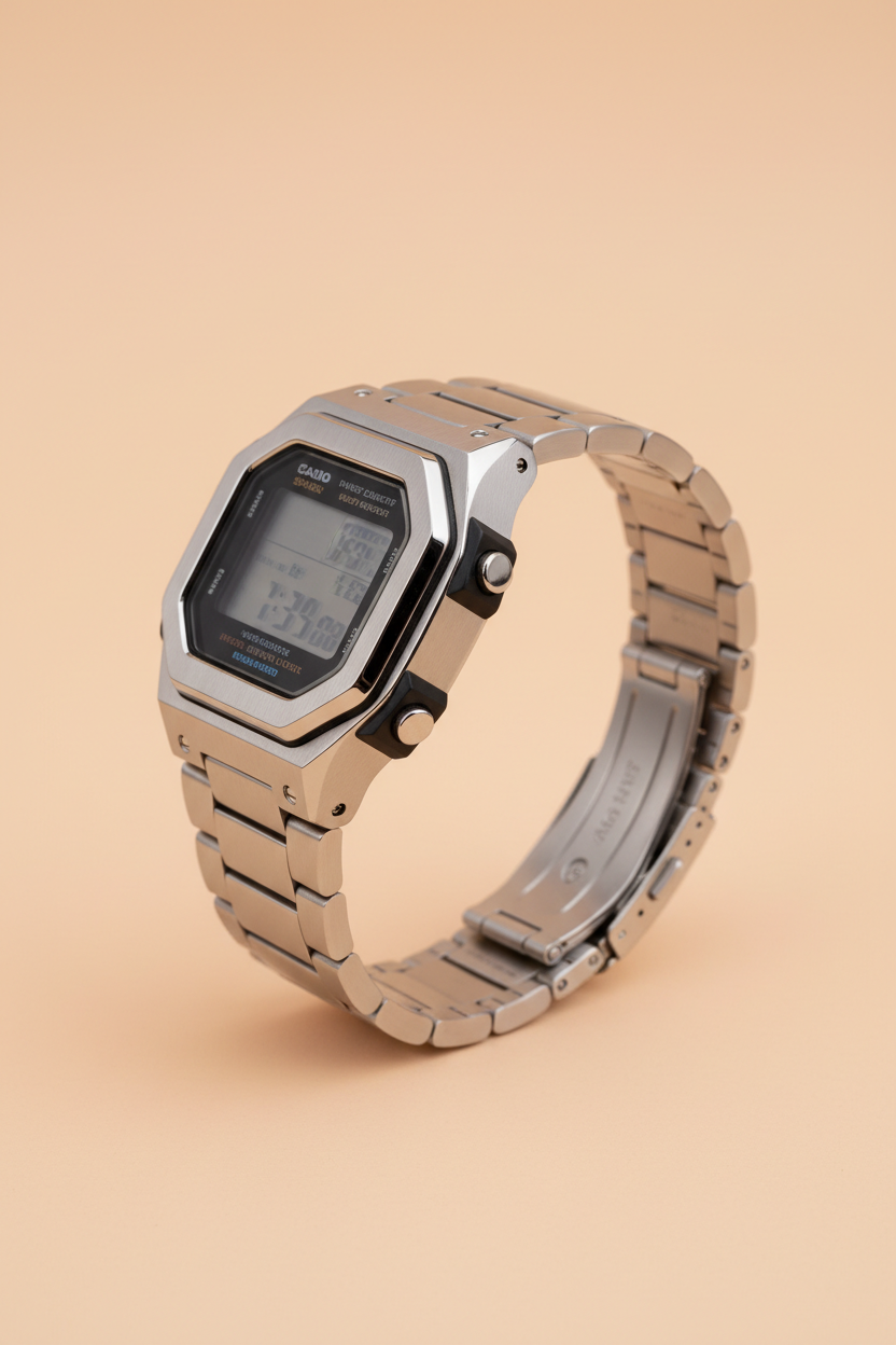 Side profile showing watch thickness and build quality