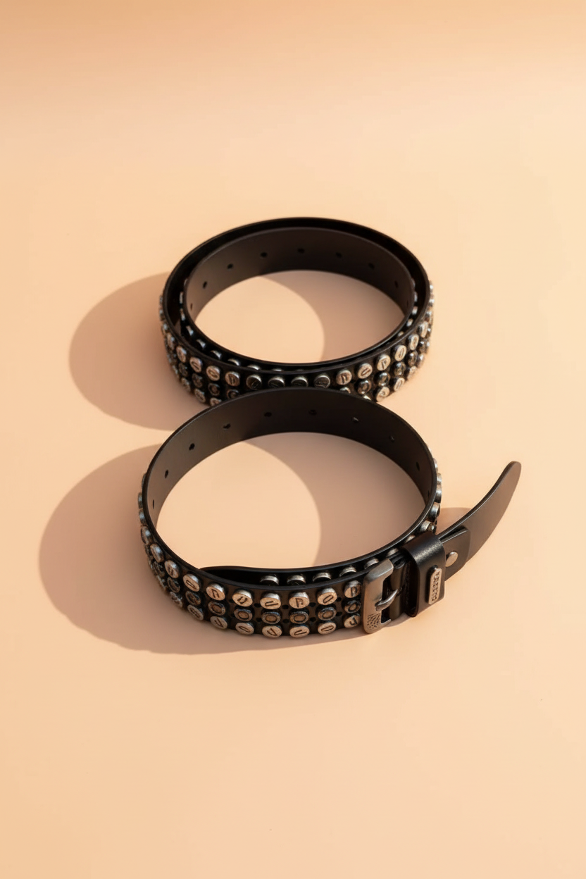 Diesel studded black leather belt - hero image