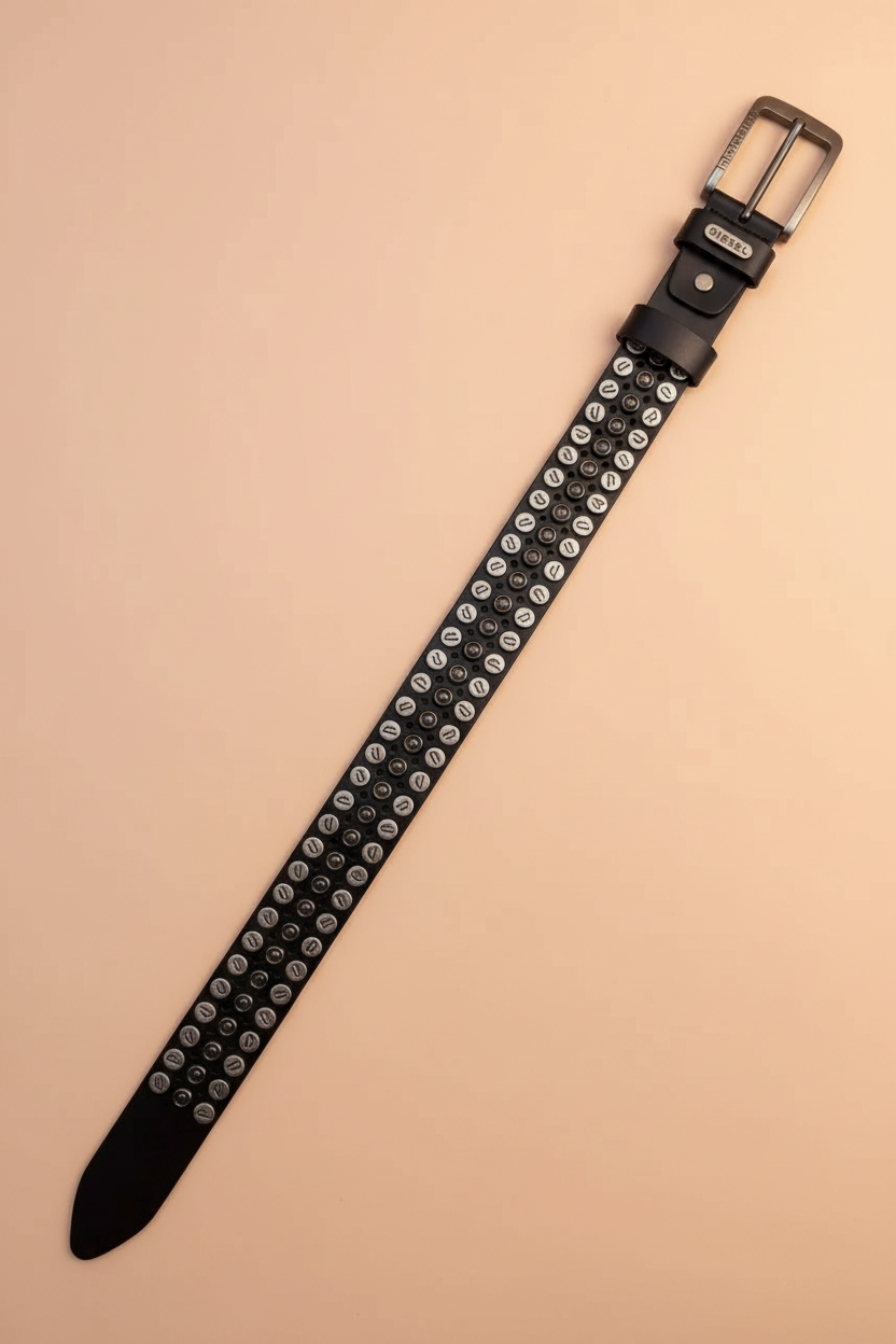Diesel belt full length flat lay