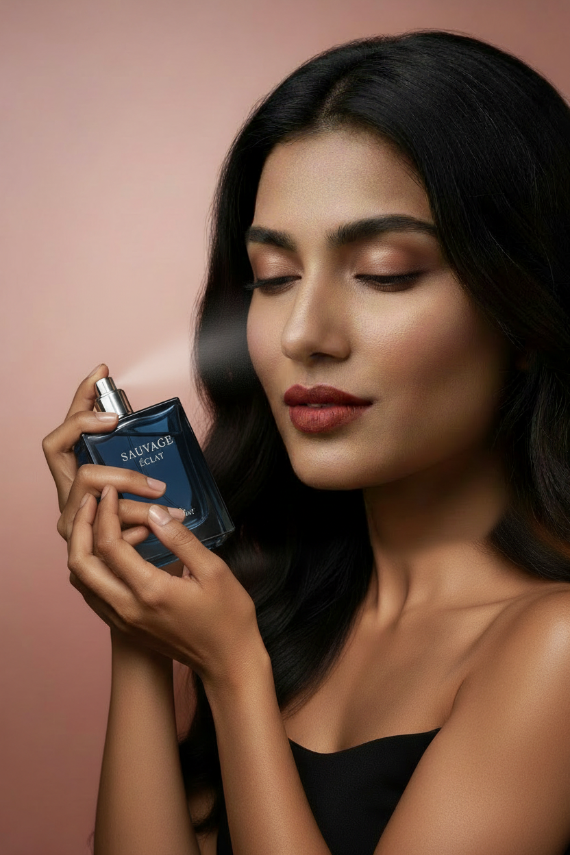 Wild Inspired - Model Spraying Perfume on Wrist