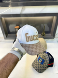 White Trucker Cap with GG Monogram Brim – Unisex Snapback