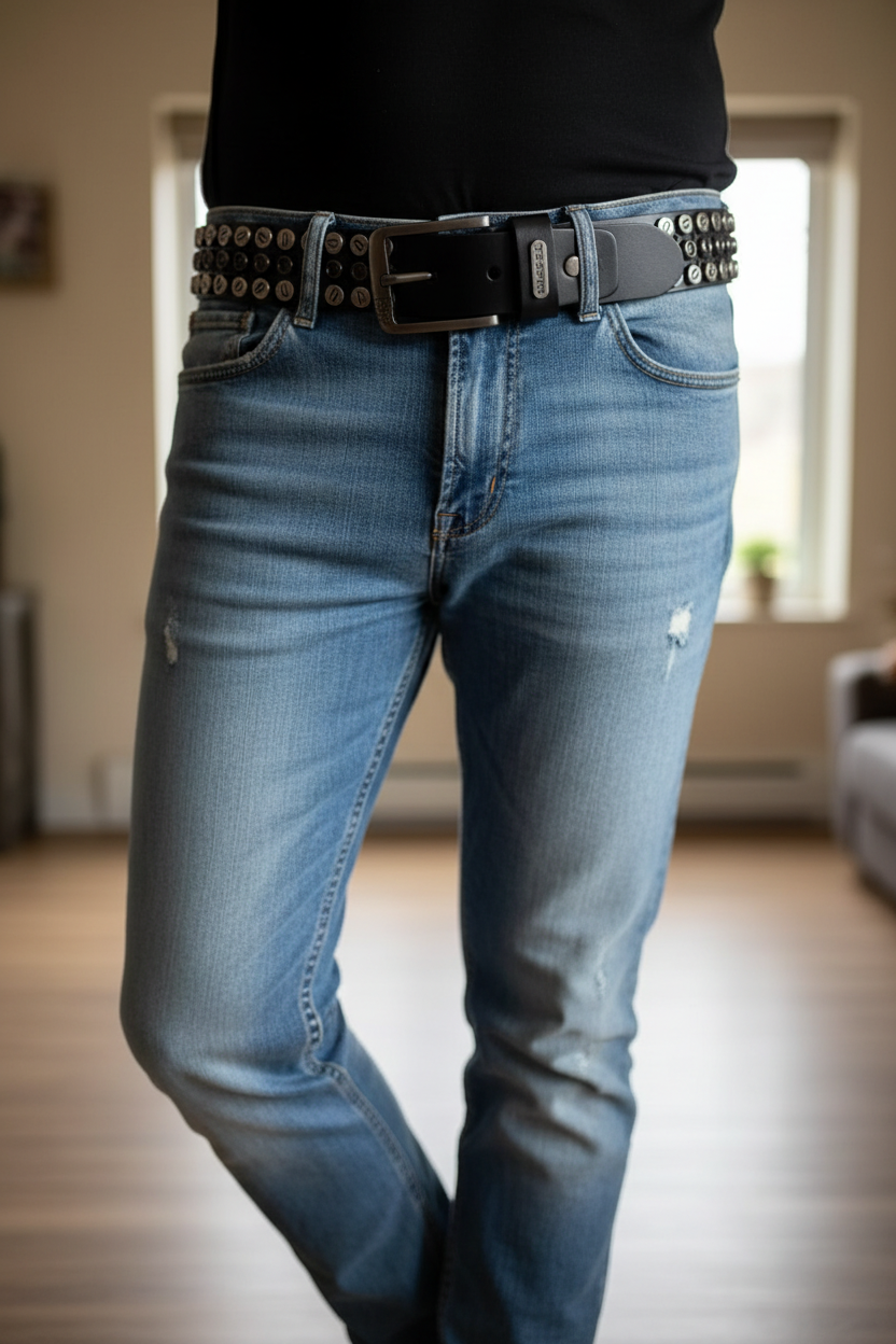 Diesel belt lifestyle shot - person wearing