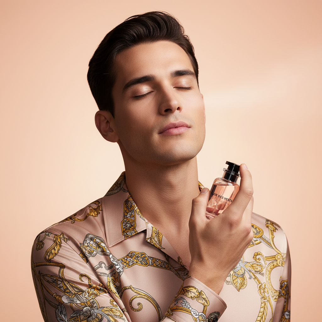Male Model Applying Perfume