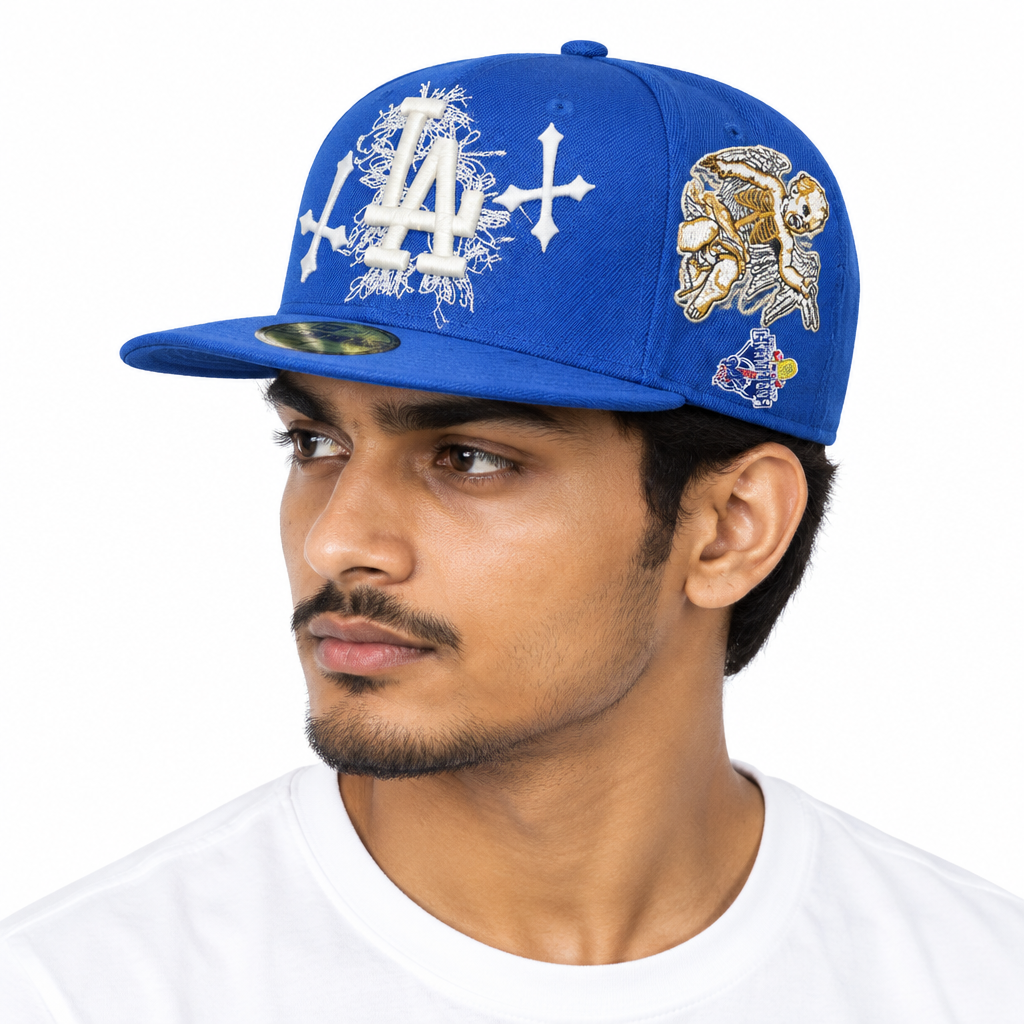 Male model wearing cap front-angle white background