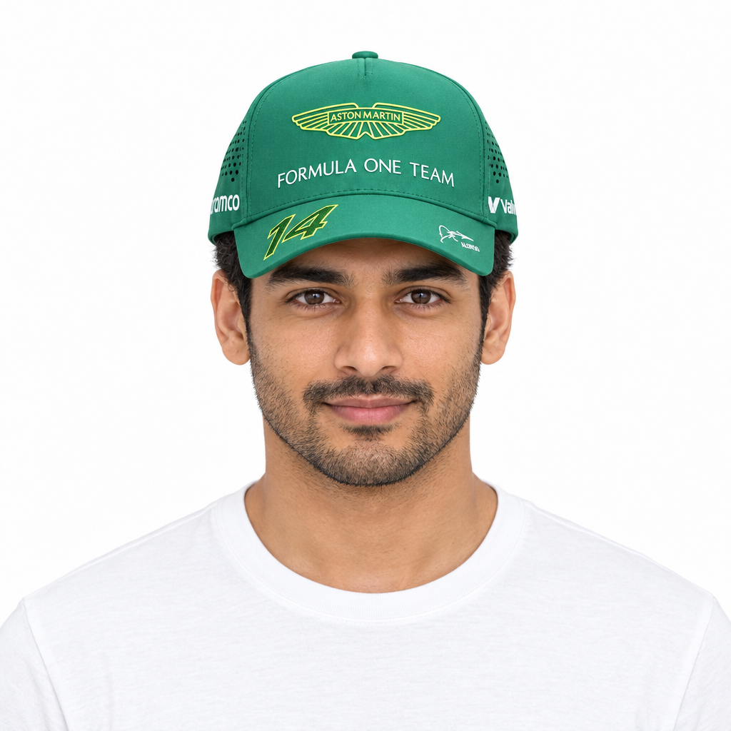 Male model wearing green cap front view