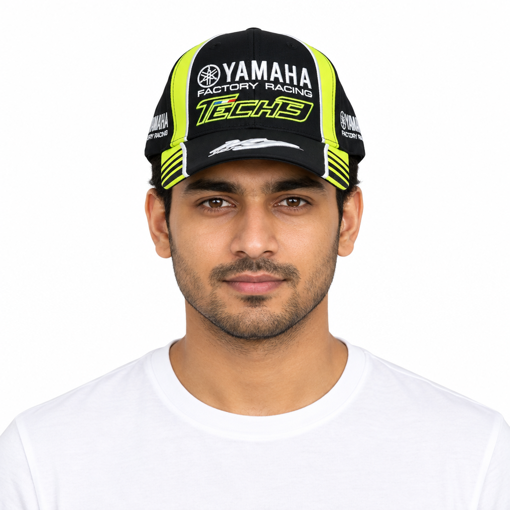 Male model wearing racing cap front view