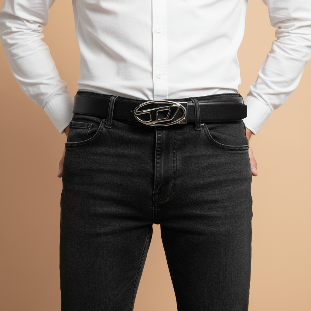 Man Wearing Diesel Belt
