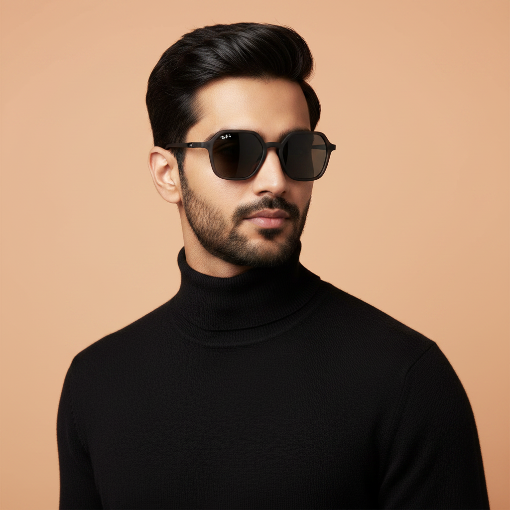 Model wearing exact sunglasses - Peach Studio