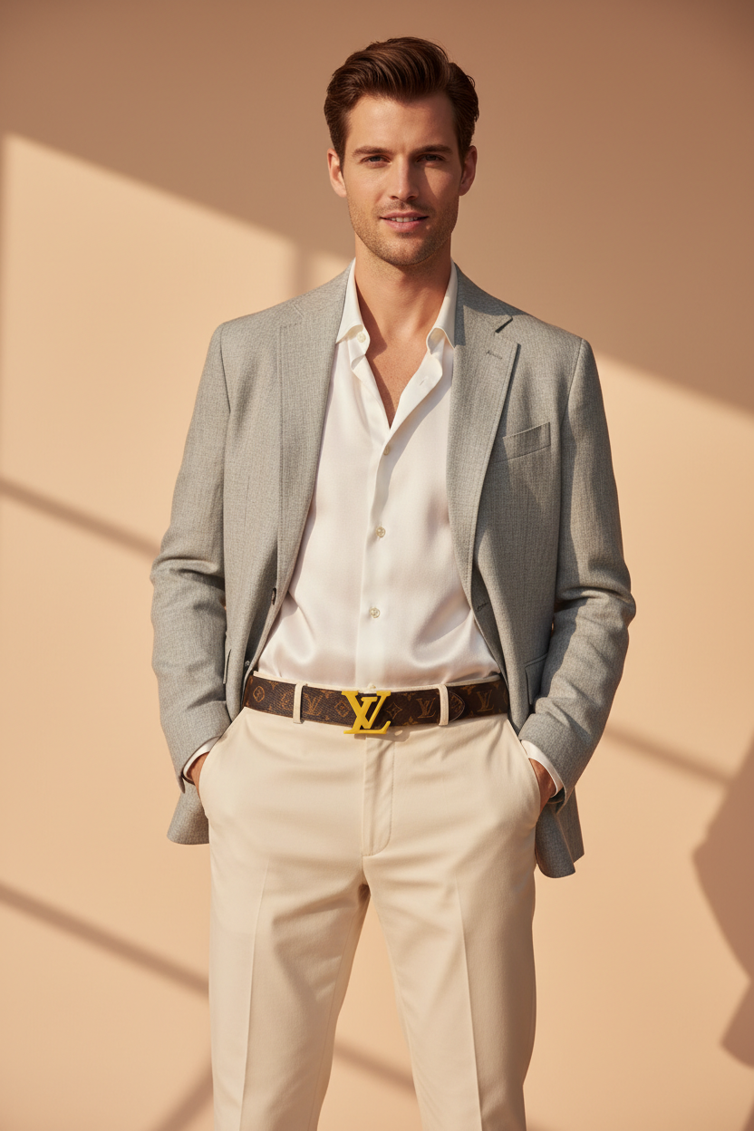 Model wearing Louis Vuitton Belt - Full Shot