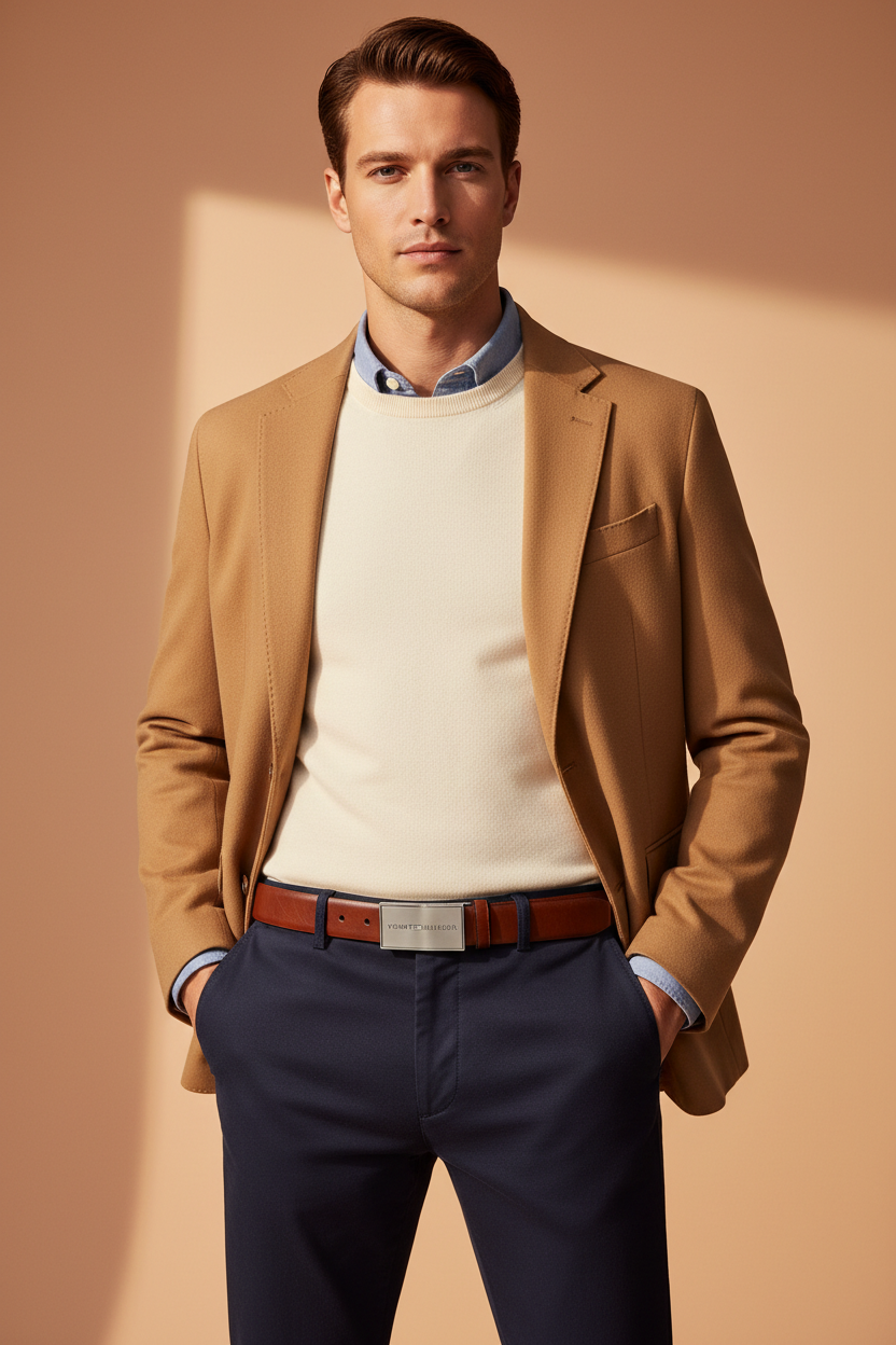 Model wearing Tommy Hilfiger Belt - Full Shot
