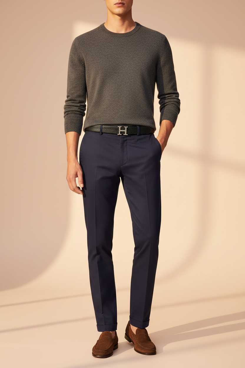 Model wearing Tommy Hilfiger Black Belt - Full Shot