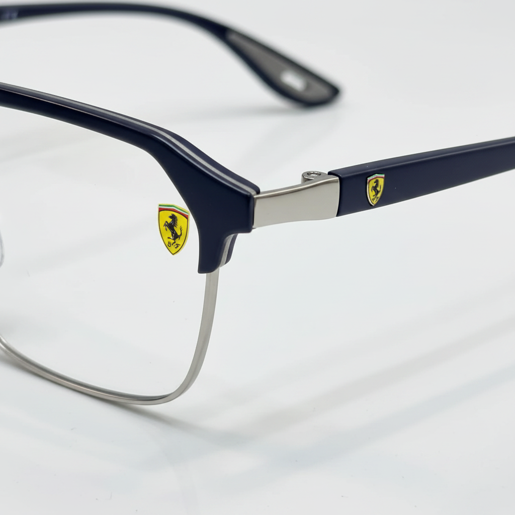 Ray-Ban Ferrari Badge Close-up