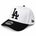 White and black cap angled view