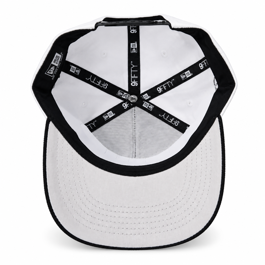 White and black cap inside view